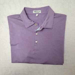 Peter Millar Summer Comfort Polo Shirt Mens Large Purple Stripe Golf Stretch